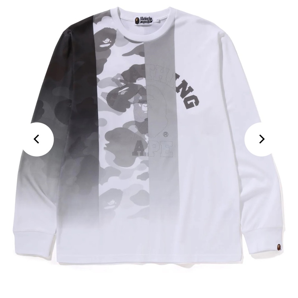 A Bathing Ape White and Gray Long Sleeve Shirt